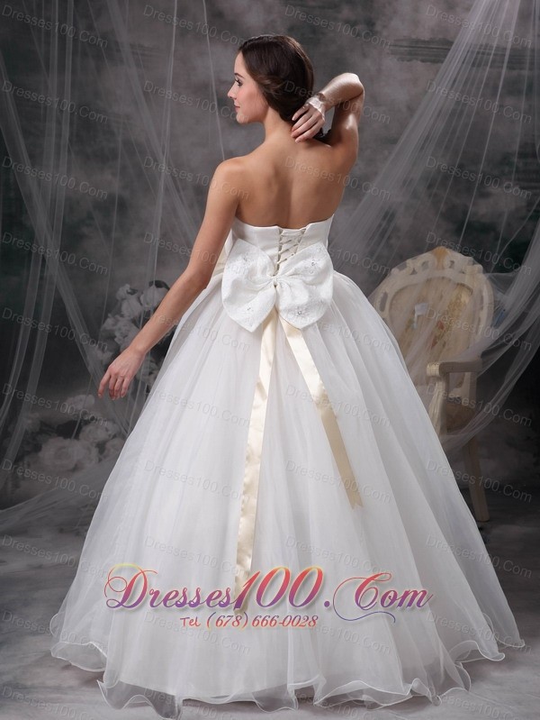 A-line Strapless Floor-length Taffeta Organza Wedding Dress