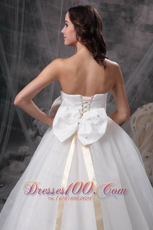 A-line Strapless Floor-length Taffeta Organza Wedding Dress