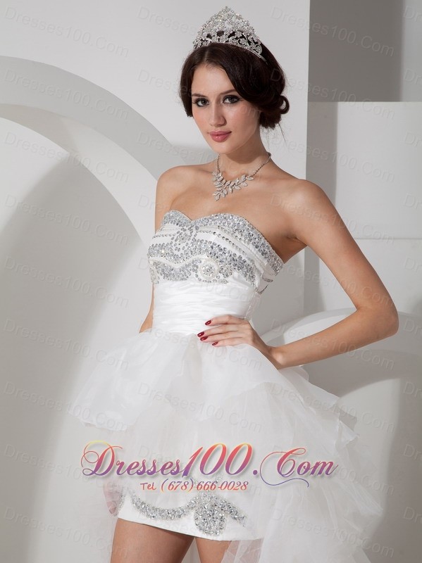 Vintage Lovely High-low Tulle Wedding Dress with Beading