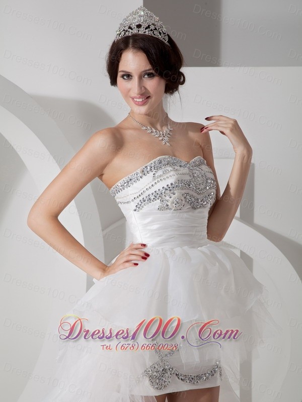 Vintage Lovely High-low Tulle Wedding Dress with Beading