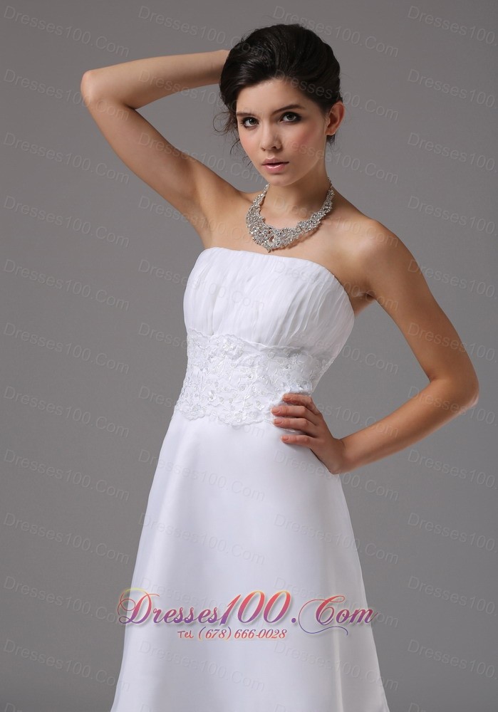 Short Wedding Dress Lace Waist Strapless Knee-length Vintage