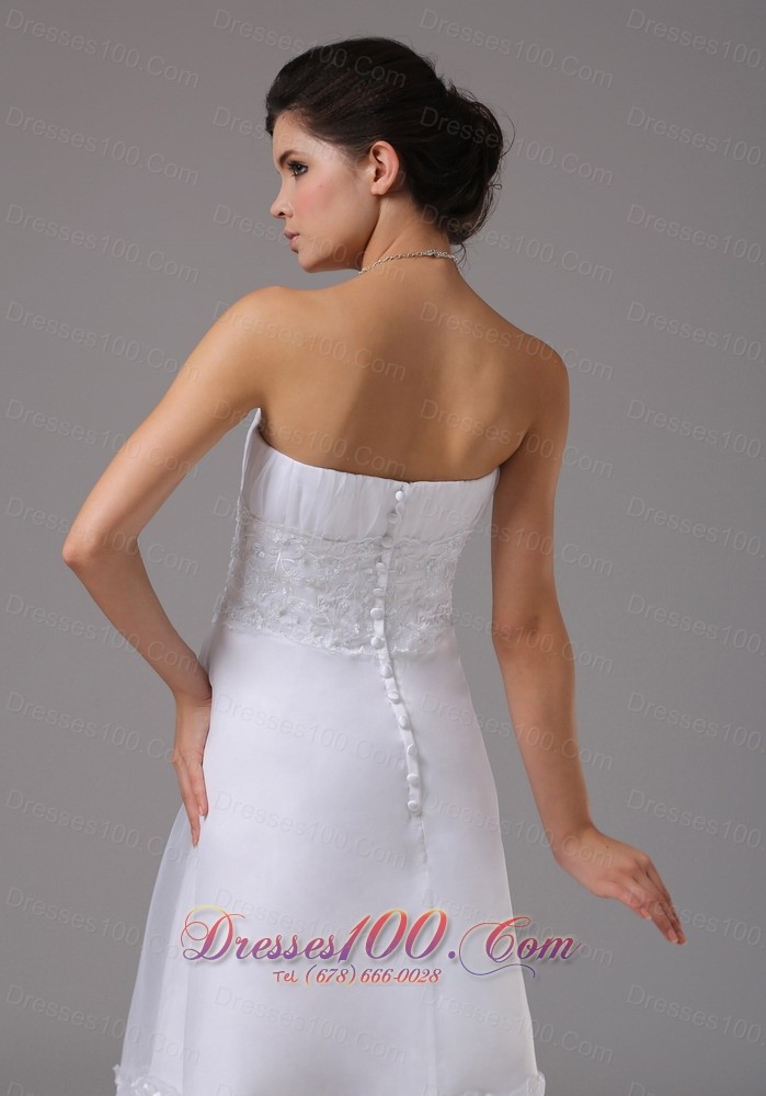 Short Wedding Dress Lace Waist Strapless Knee-length Vintage