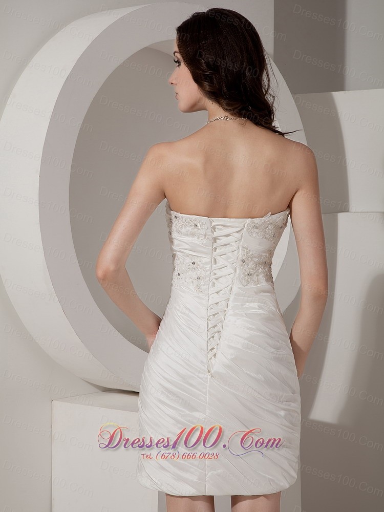 White Sheath Sweetheart Taffeta Beaded Prom Dress in Fashion