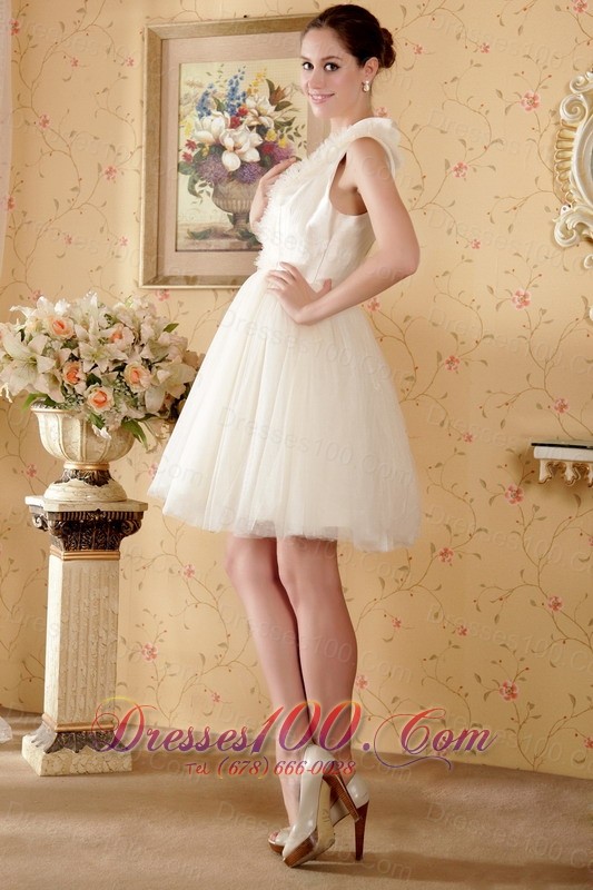 Dressy A-line Princess Square Beading Ruched Wedding Dress