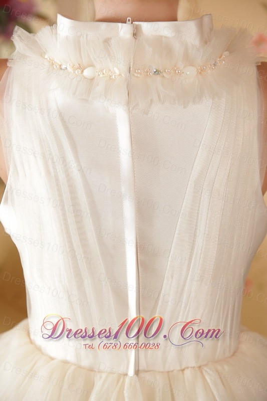 Dressy A-line Princess Square Beading Ruched Wedding Dress