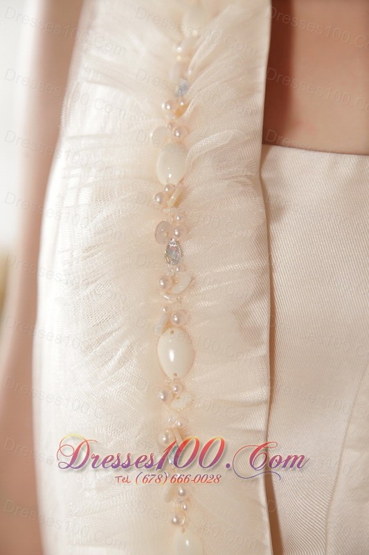 Dressy A-line Princess Square Beading Ruched Wedding Dress