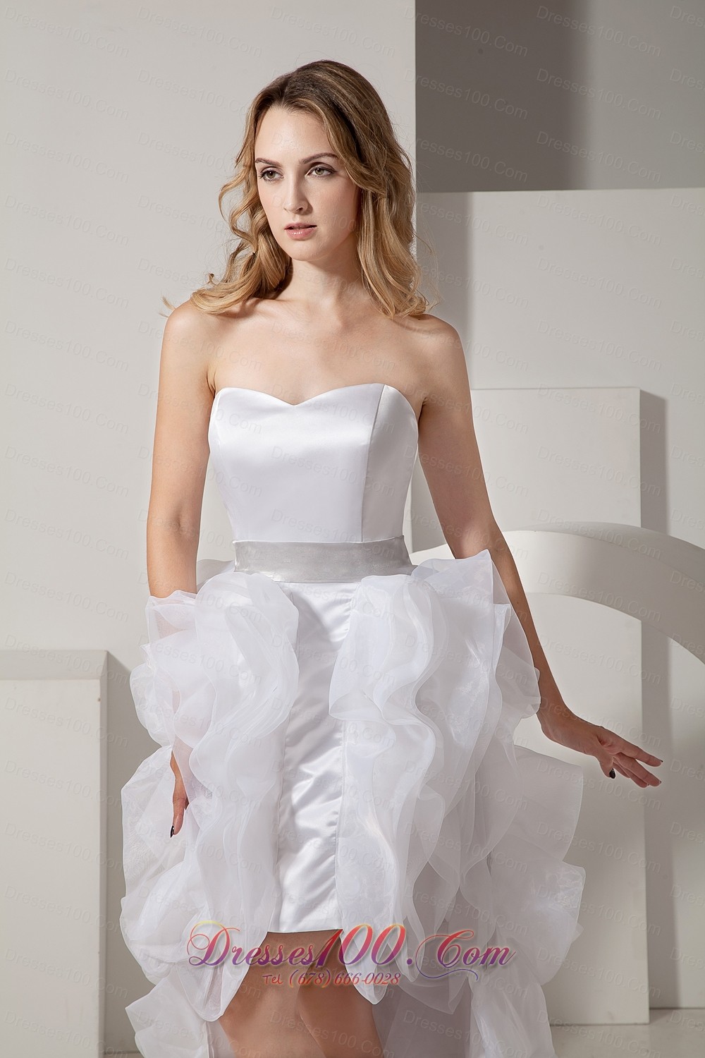 Latest A-line Sweetheart High-low Satin Organza Prom Dress