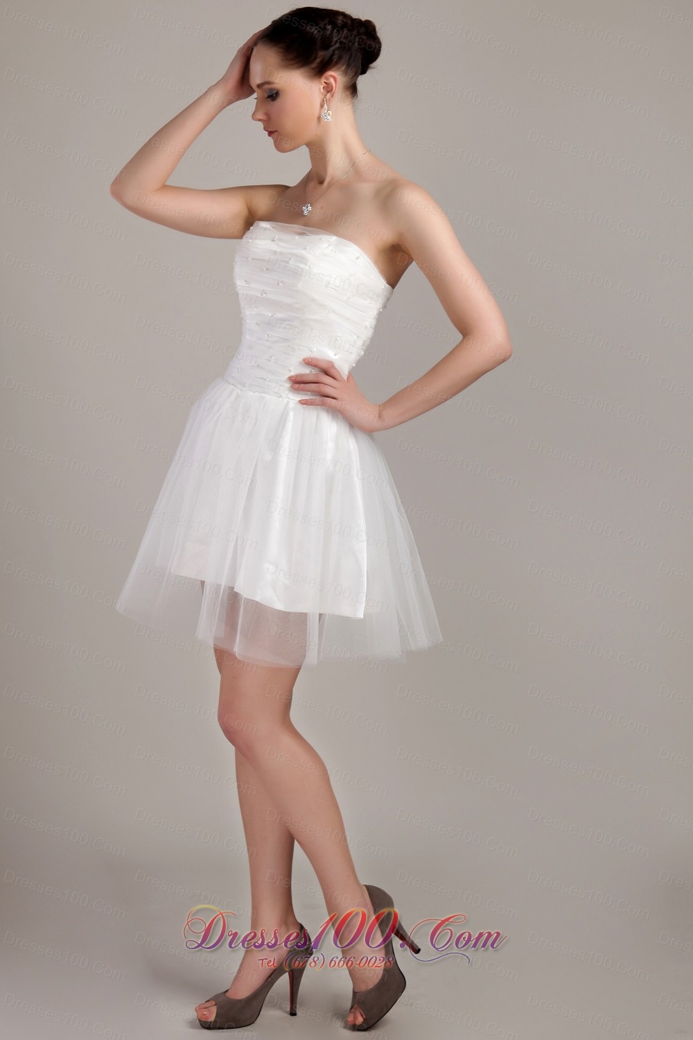 Sexy A-line Princess Strapless Beading Wedding Dress