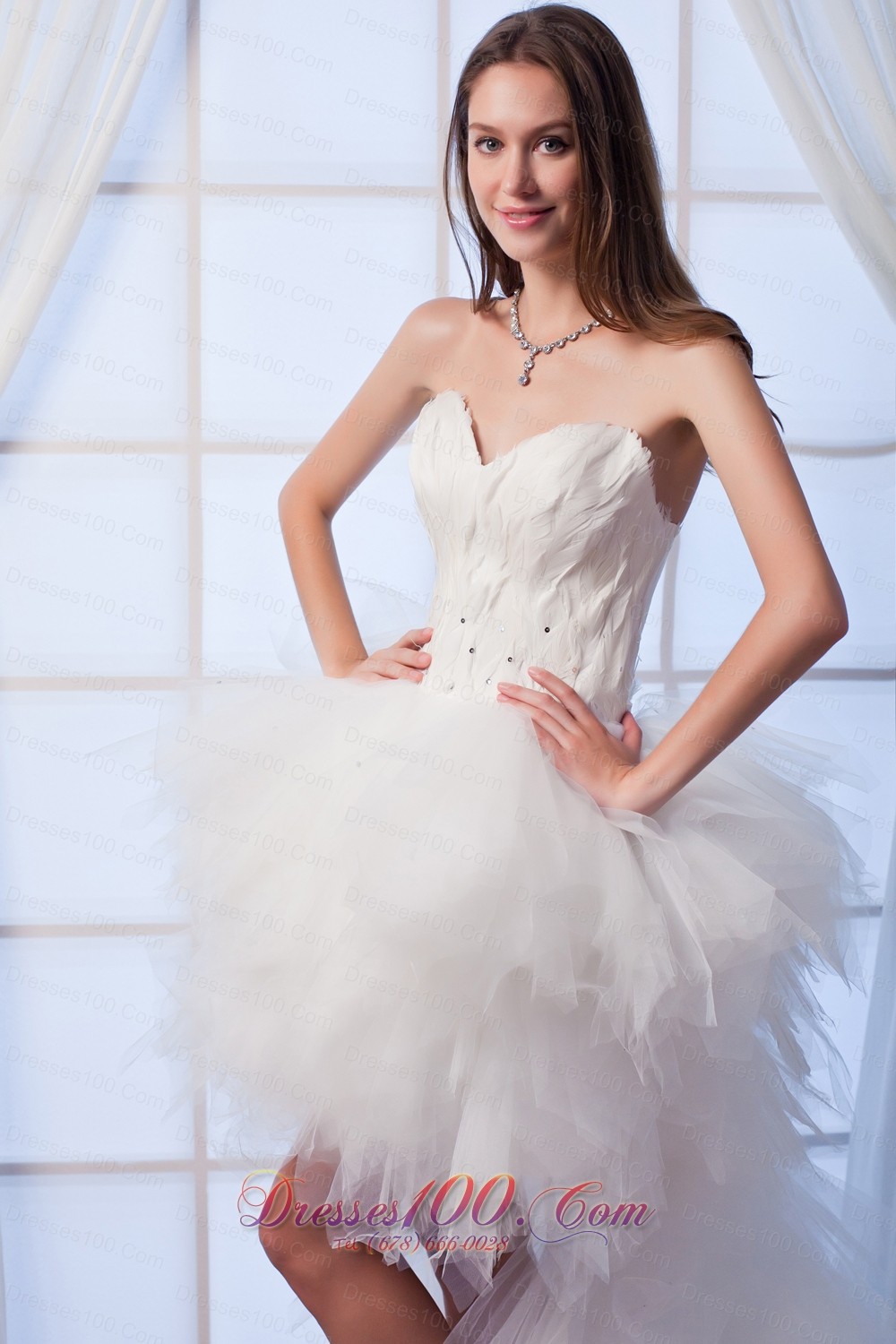 Latest A-line Sweetheart High-low Tulle Wedding Dress