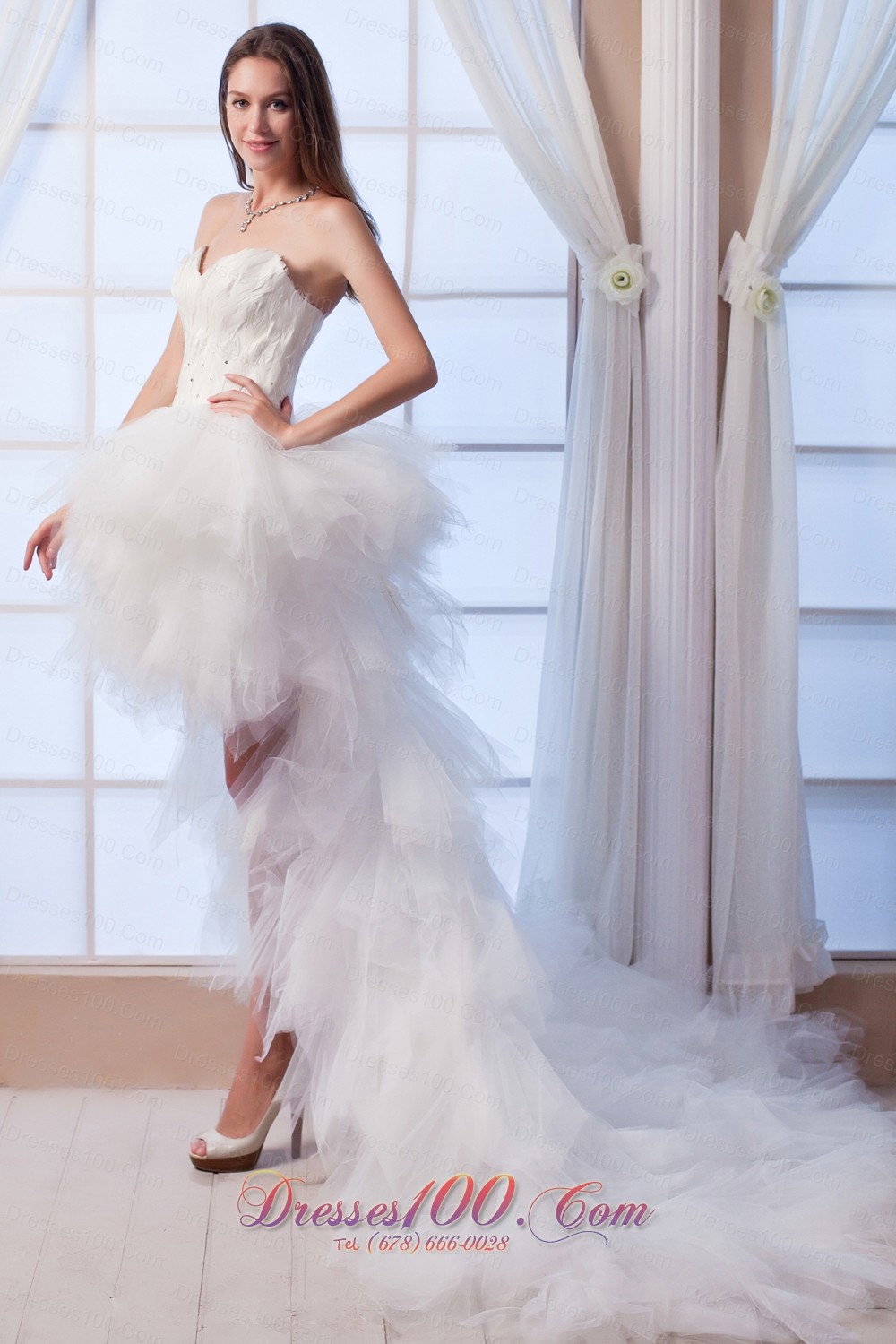 Latest A-line Sweetheart High-low Tulle Wedding Dress