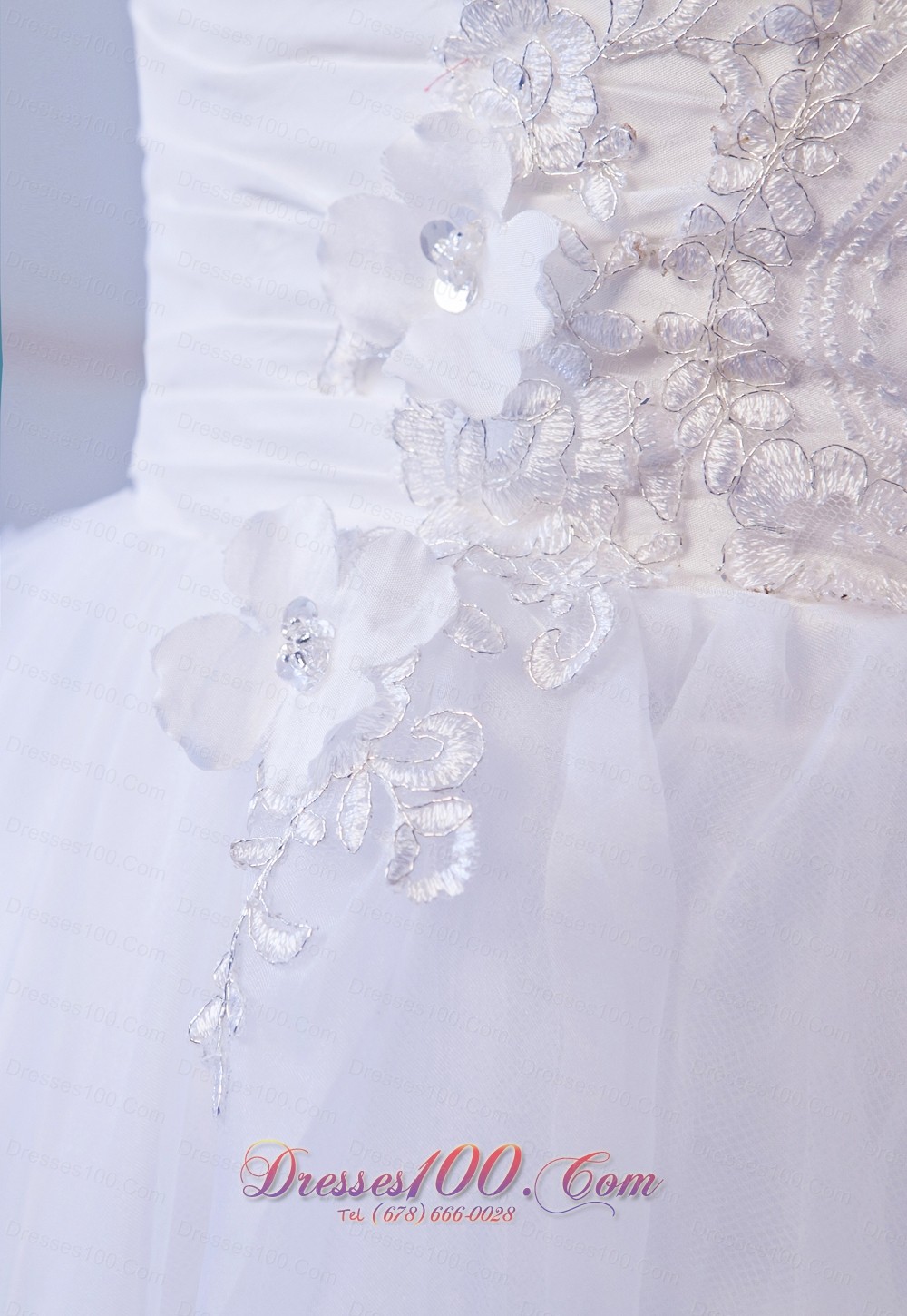 White A-line Sweetheart Organza Appliques Prom Dress