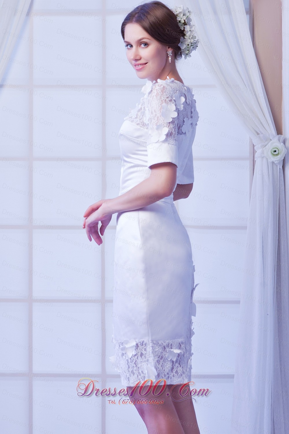White Latest Embroidery Mother of the Bride Dress