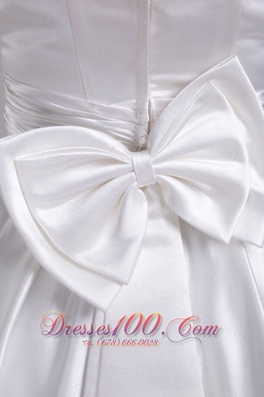 A-line Strapless Knee-length Taffeta Bowknot Bridal Gown