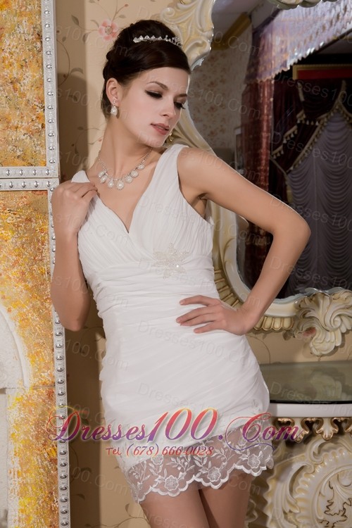 Custom V-neck Chiffon Appliques Bridal Wedding Dress