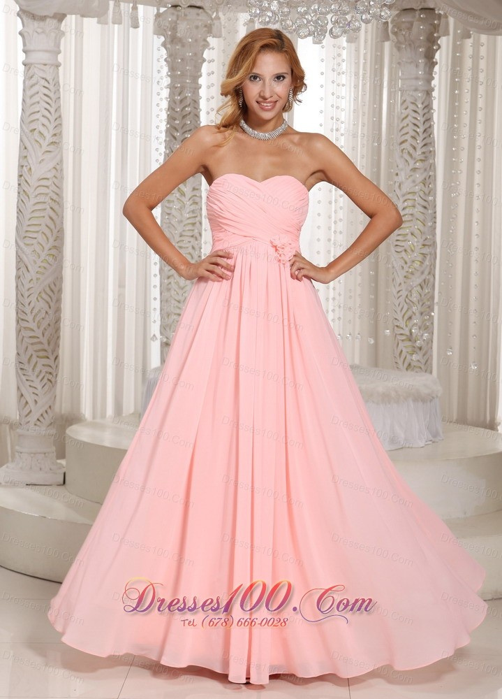 Ruched Hand Flower Baby Pink Bridesmaid Dress New Dresses Ruched Hand Flower Baby Pink Bridesmaid Dress