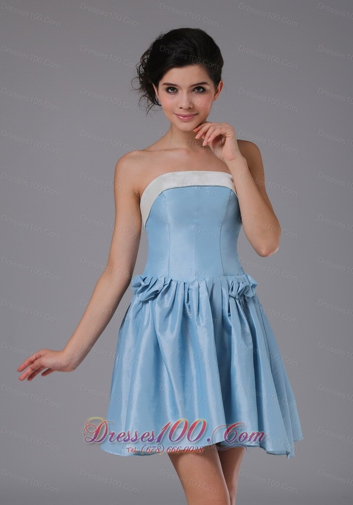Colorful Strapless Light Blue Short Party Homecoming Dress