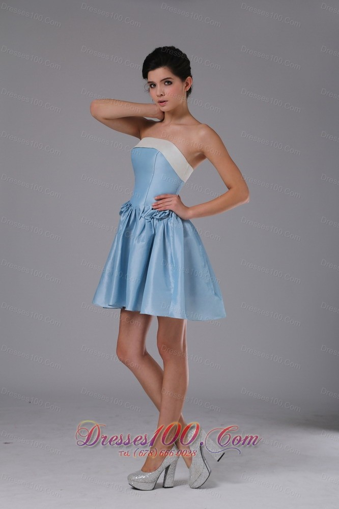 Colorful Strapless Light Blue Short Party Homecoming Dress