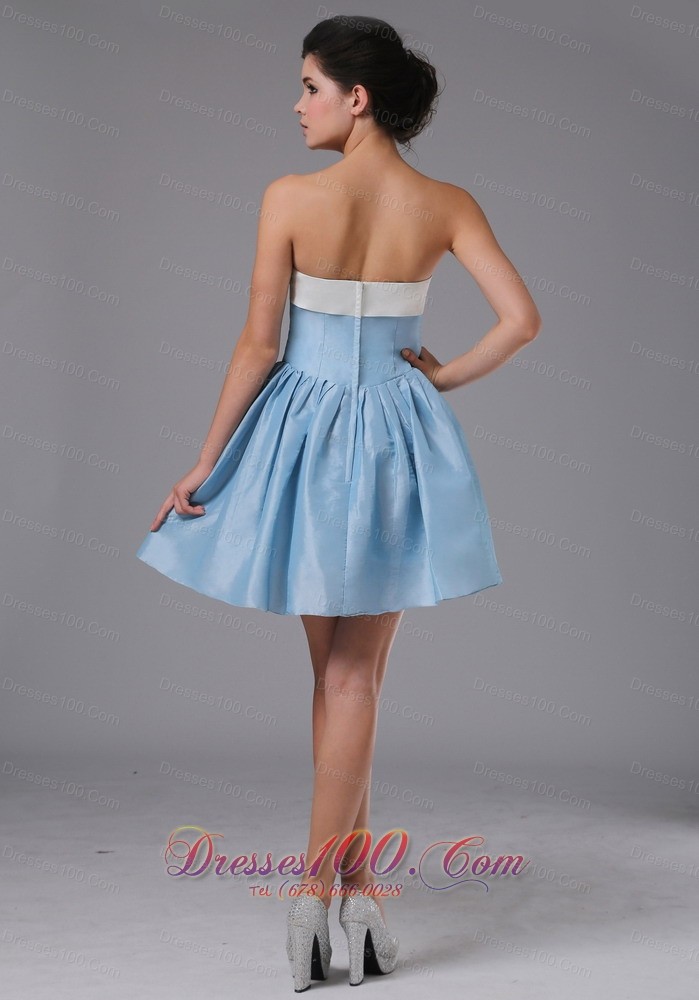 Colorful Strapless Light Blue Short Party Homecoming Dress