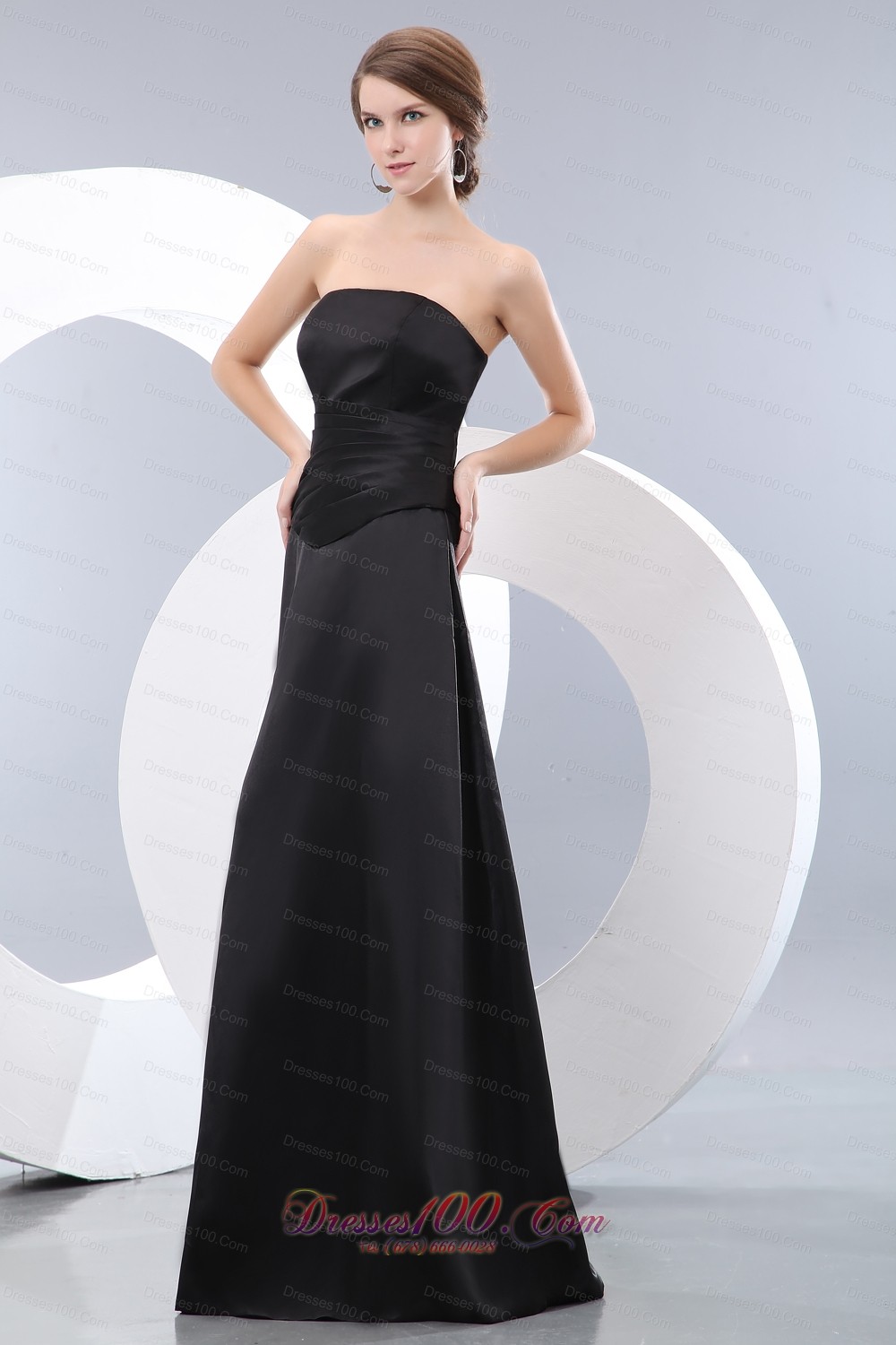 Convertible Black Bridesmaid Formal Dress Empire Ruching