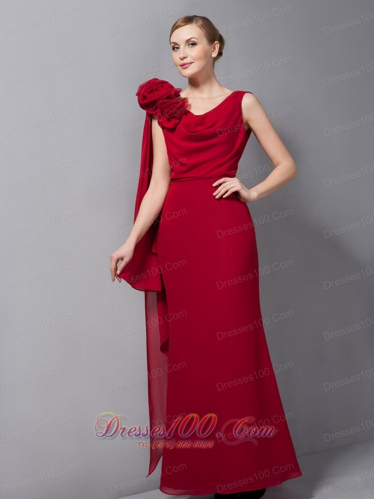 Watteau Train Wine Red Mother Of The Bride Dresses Floral