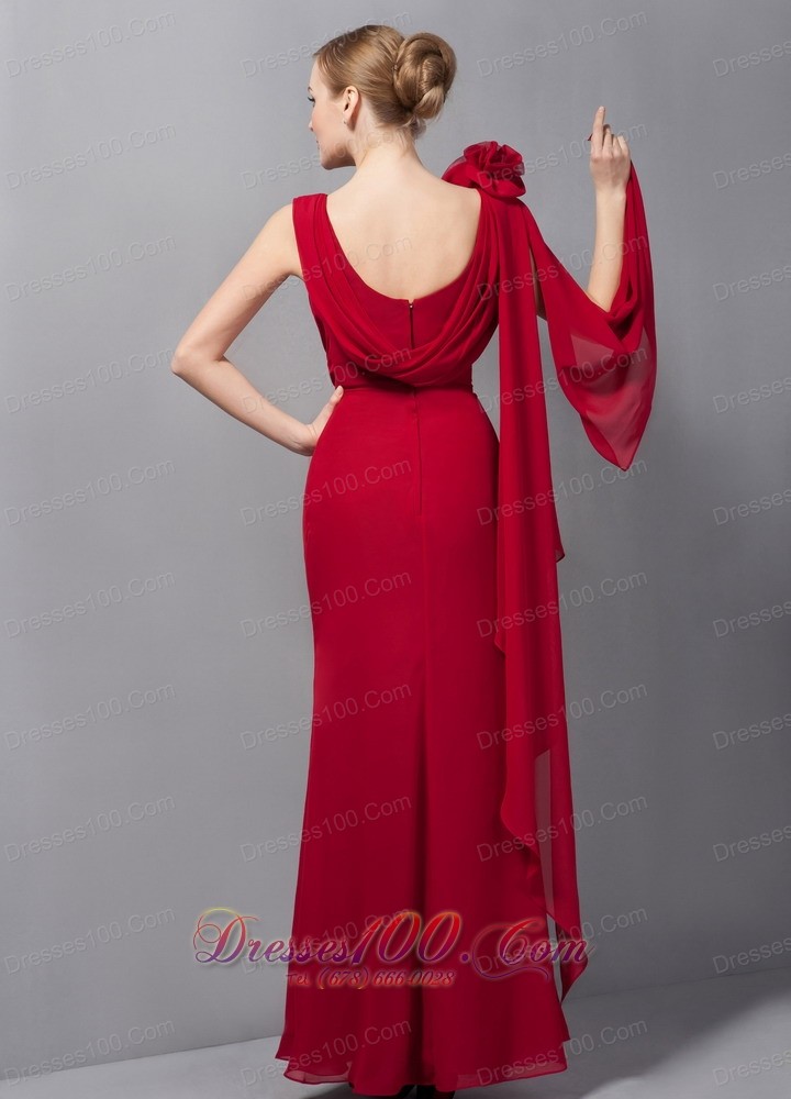 Watteau Train Wine Red Mother Of The Bride Dresses Floral