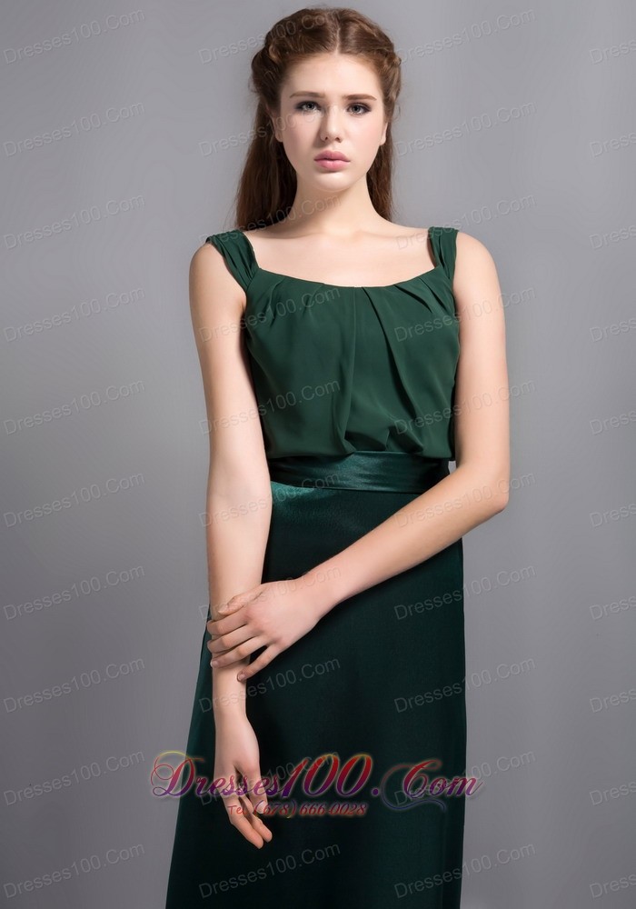 Square Halter Green Prom Formal Wears Column Ribbons