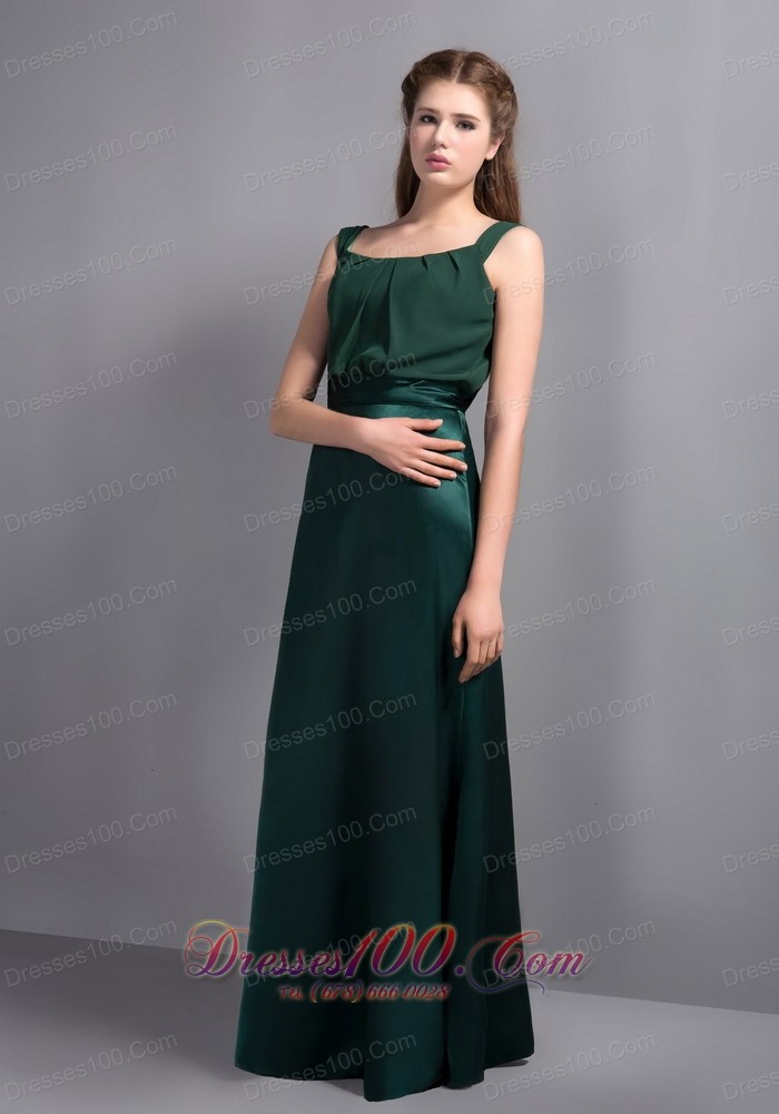 Square Halter Green Prom Formal Wears Column Ribbons