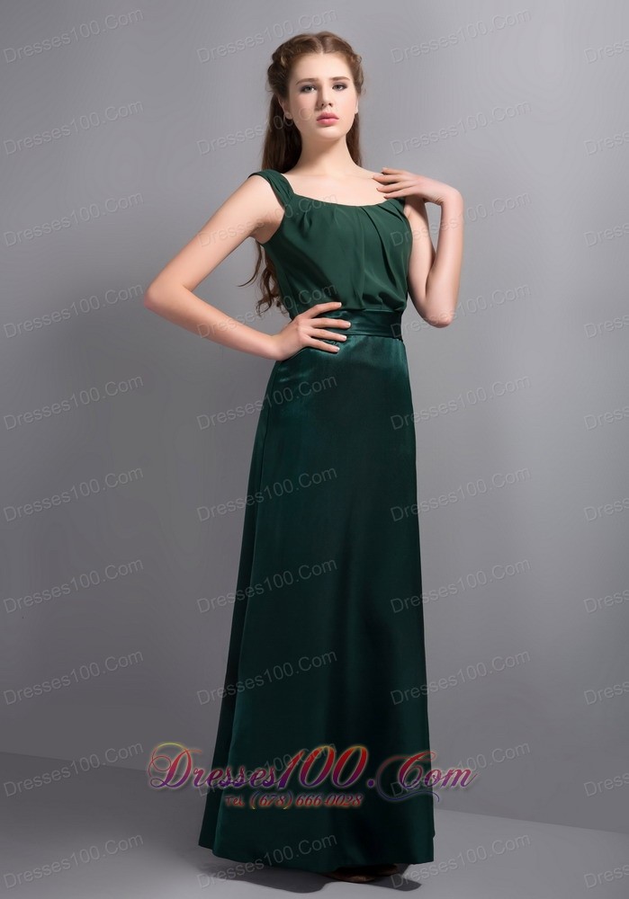 Square Halter Green Prom Formal Wears Column Ribbons