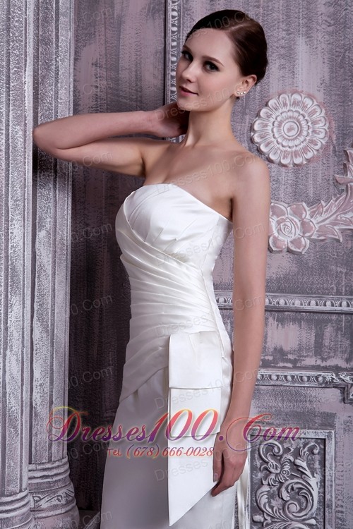 Ruch Column White Bridesmaids Dresses Elastic Woven Satin