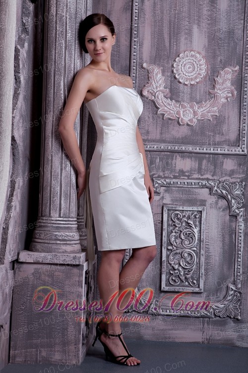 Ruch Column White Bridesmaids Dresses Elastic Woven Satin