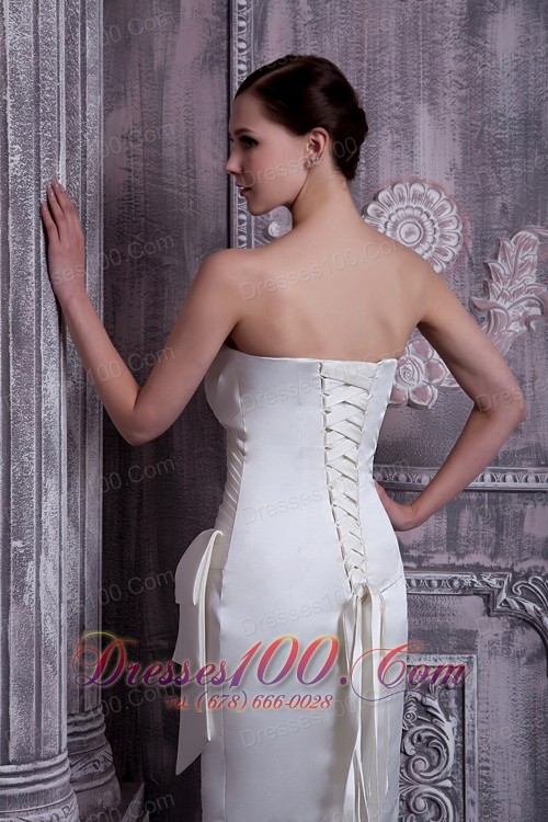 Ruch Column White Bridesmaids Dresses Elastic Woven Satin