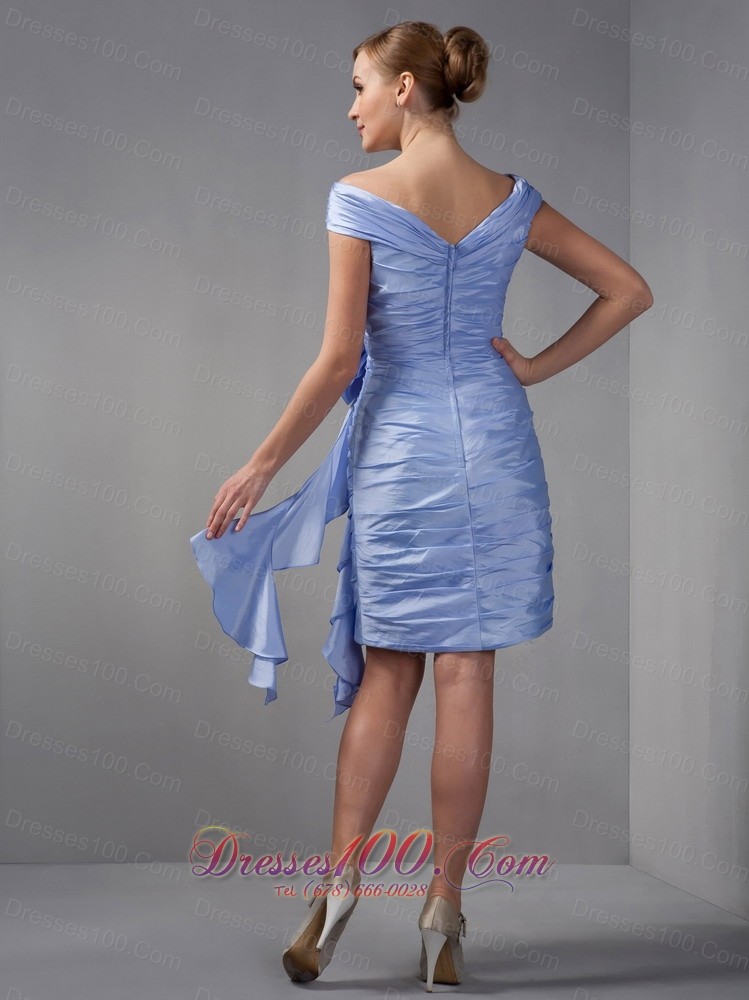 Off The Shoulder Ruched Chiffon Mother Dress Lilac