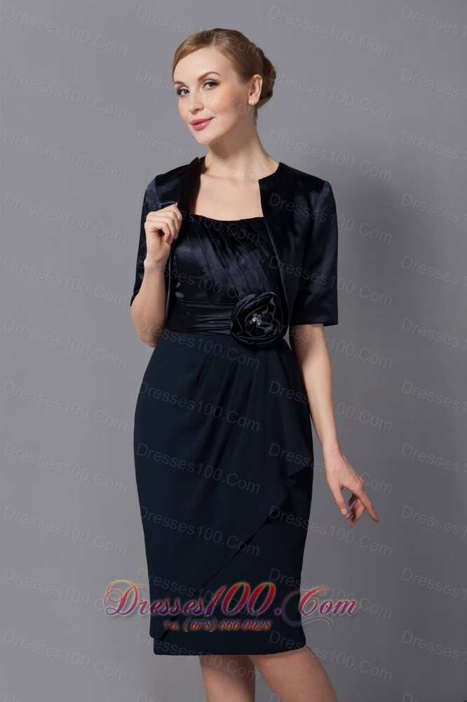 Black Sash Short Chiffon Mother Of The Bride Dress