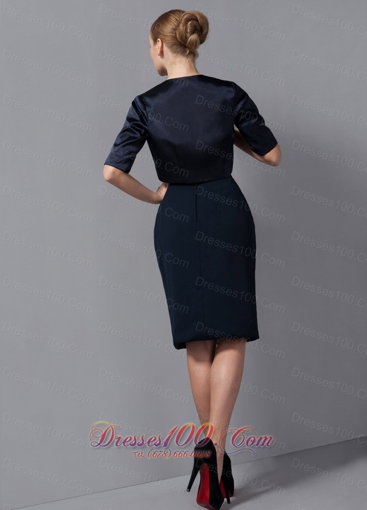 Black Sash Short Chiffon Mother Of The Bride Dress