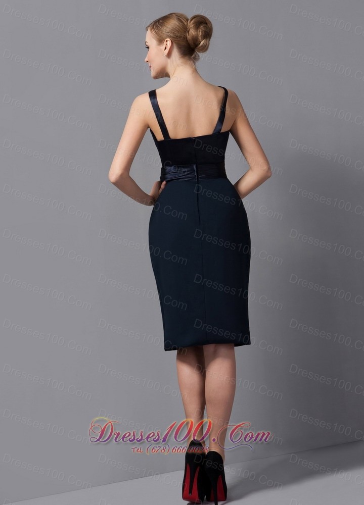 Black Sash Short Chiffon Mother Of The Bride Dress