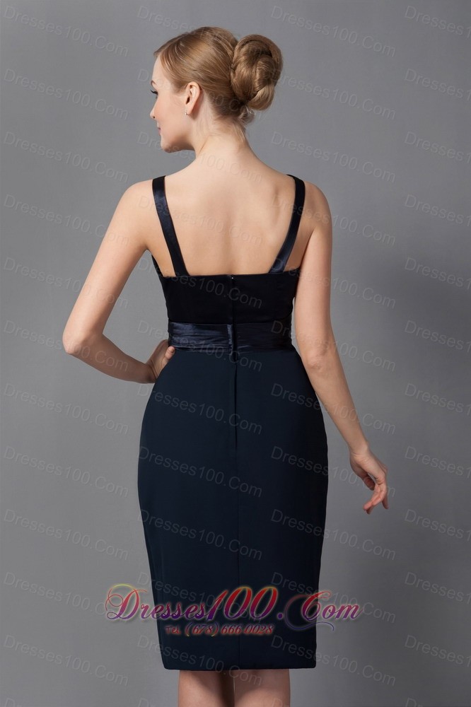 Black Sash Short Chiffon Mother Of The Bride Dress
