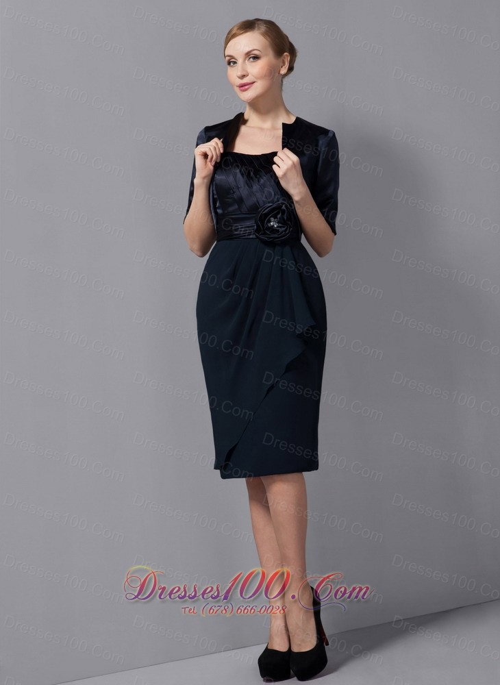 Black Sash Short Chiffon Mother Of The Bride Dress