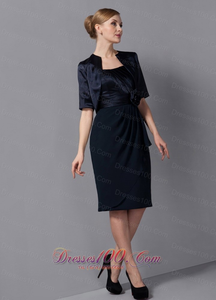 Black Sash Short Chiffon Mother Of The Bride Dress
