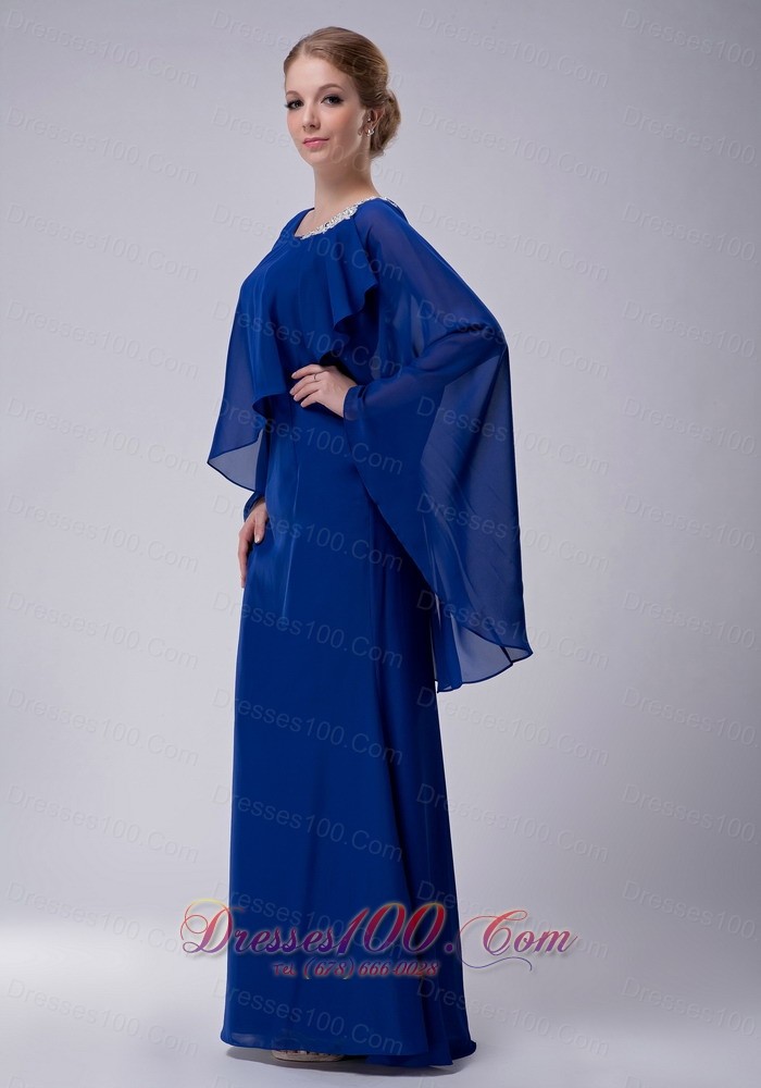 Poncho Chiffon Appliques Royal Scoop Mother Dress