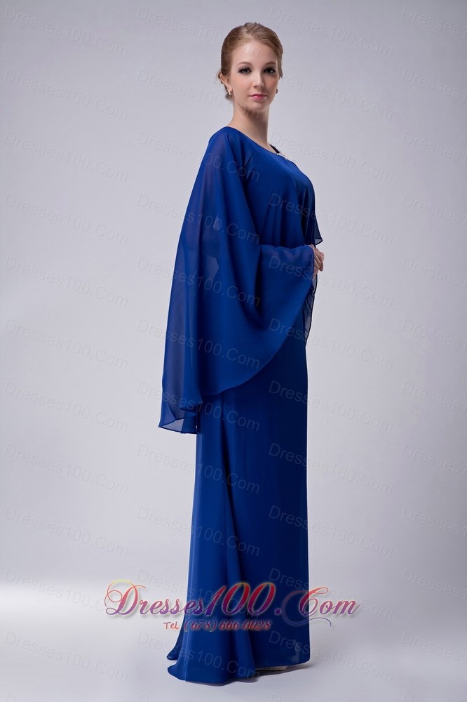 Poncho Chiffon Appliques Royal Scoop Mother Dress