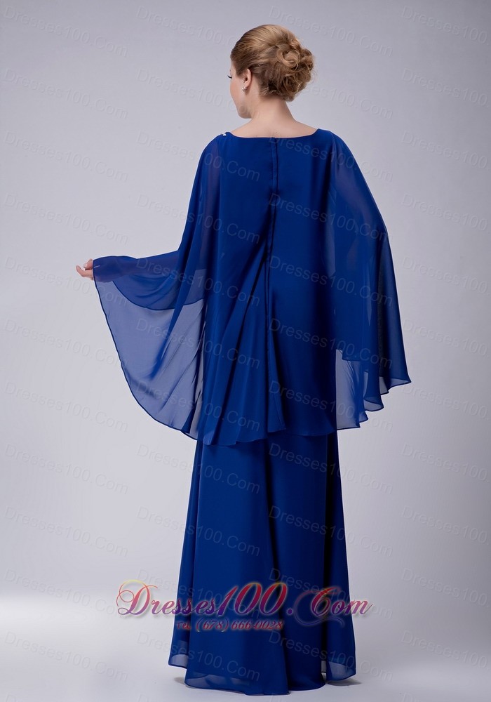 Poncho Chiffon Appliques Royal Scoop Mother Dress