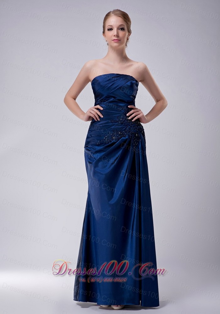 Navy Strapless Taffeta Mother Dress with Jacket