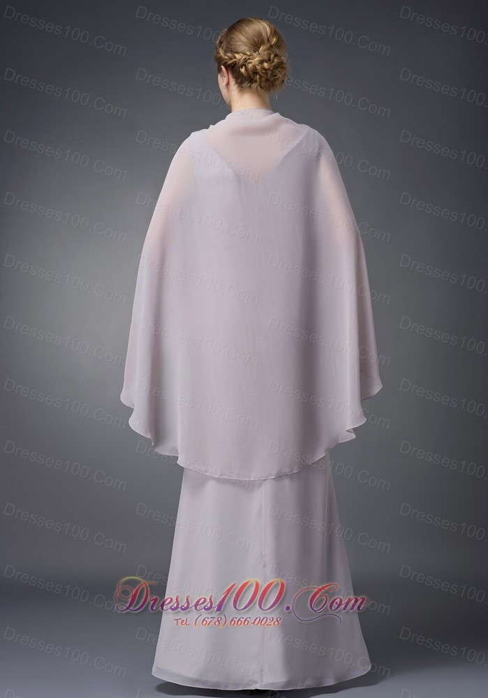 Grey V-neck Mother-in-law Dresses Chiffon Ruch
