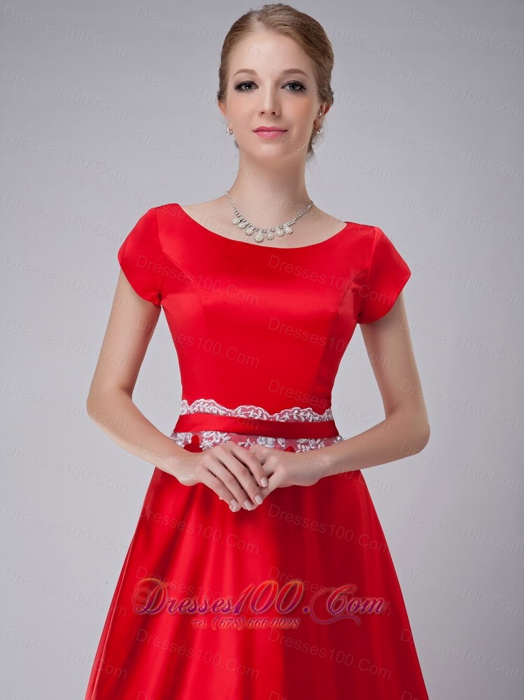 Red A-line Scoop Mother-in-law Dresses Taffeta