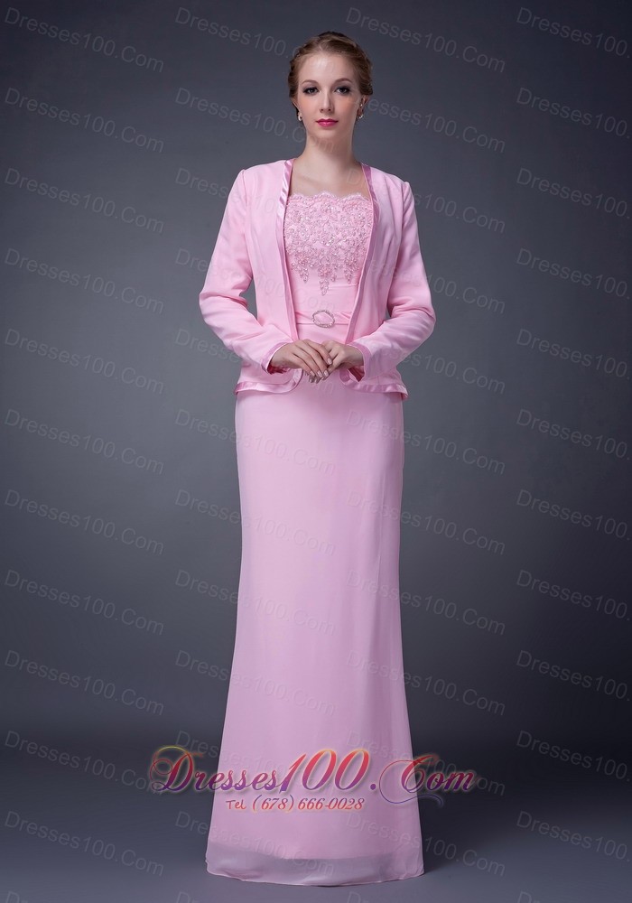 Baby Pink Straps Motb Dress Chiffon