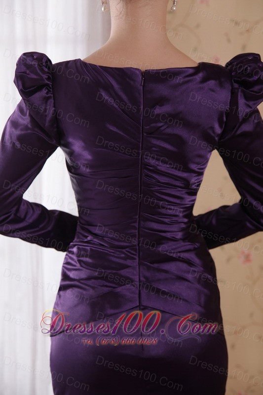 Dark Purple Sheath V-neck Taffeta Mom's Dress