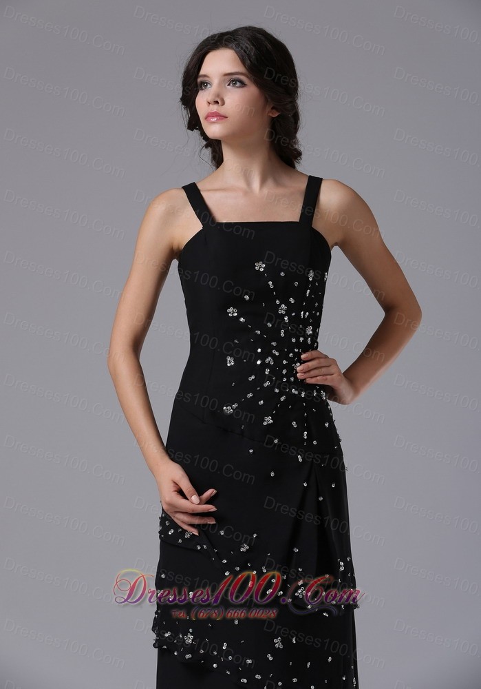 Black Jacket Straps and Beading Mom's Dress