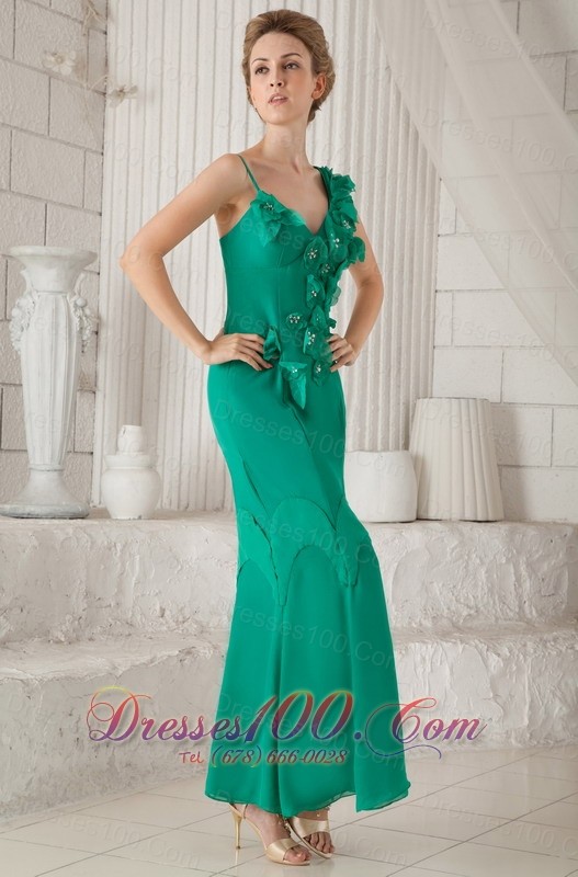 Turquoise Sheath Asymmetrical Ankle-length Mom's Dress