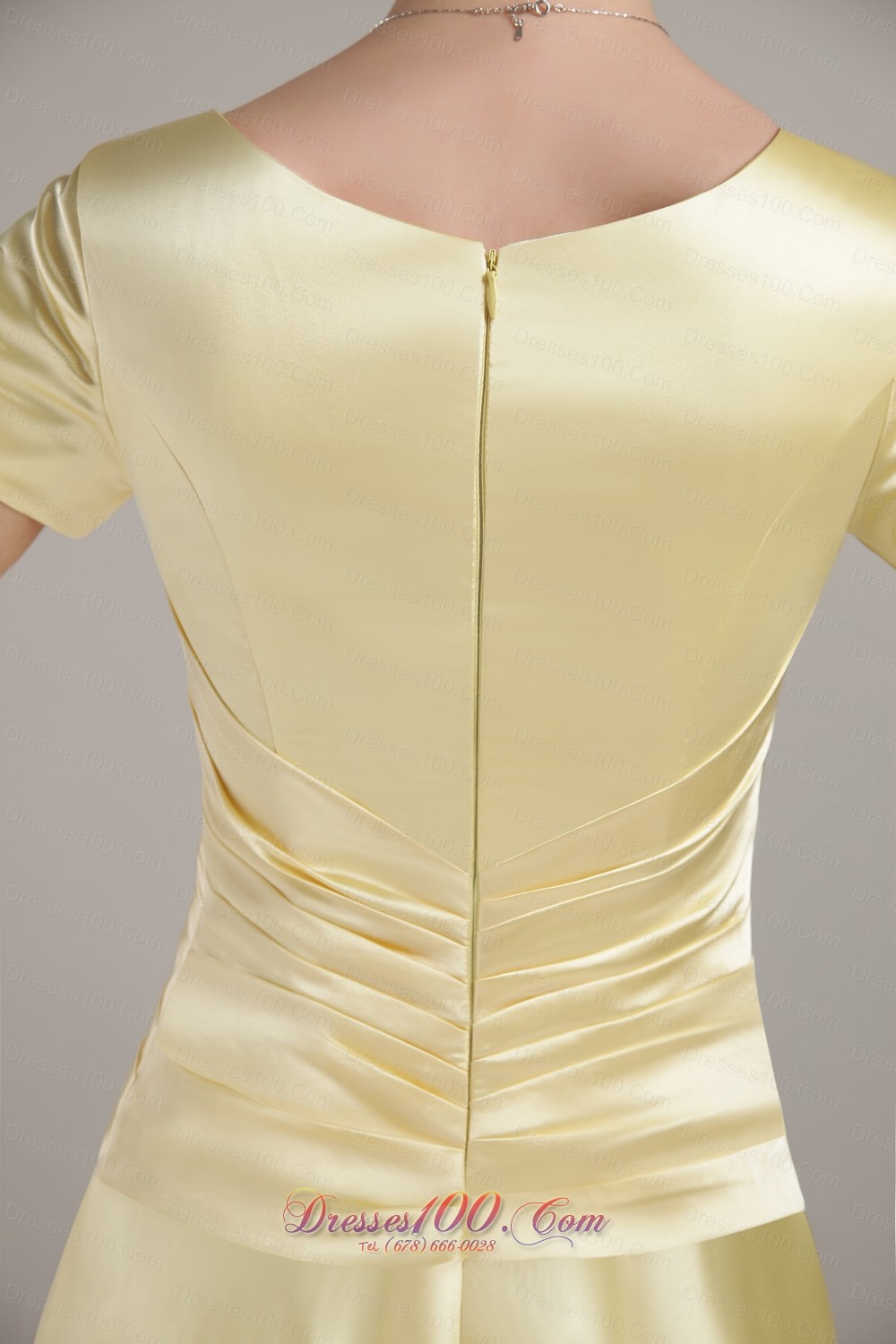 Empire Scoop Neck Ruched Long Mother Bride Dress