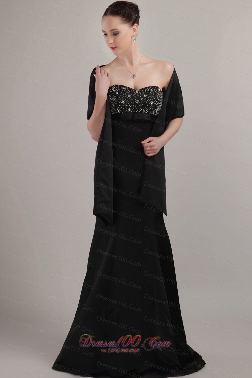 Matching Shawl Column Beadwork Mother Bride Dress